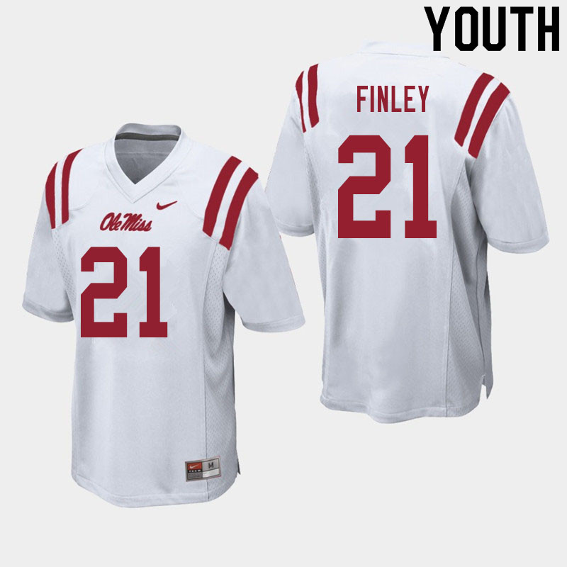 A.J. Finley Ole Miss Rebels NCAA Youth White #21 Stitched Limited College Football Jersey LOE3258HM